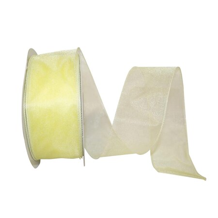 Reliant Ribbon Sheer Lovely Value Wired Edge Ribbon Maize 2.5 in. x 50 yards 99908W-927-40K